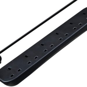 6 Gang Black Extension Lead With 2m Cable