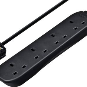 4 Gang Black Extension Lead With 2m Cable