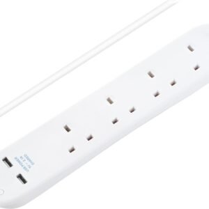 4 Gang Extension Lead With 2 x USB & 1m Cable