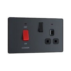 45a Double Pole Plastic Cooker Switch & Socket With LED