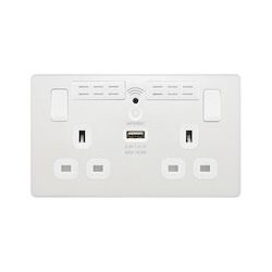 13a 2 Gang Plastic Switched Socket With Wifi & USB